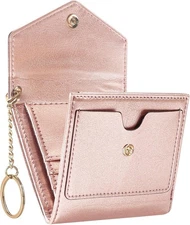 Gostwo Womens RFID Blocking Trifold Wallet Card Holder Zipper Pocket Rose Gold
