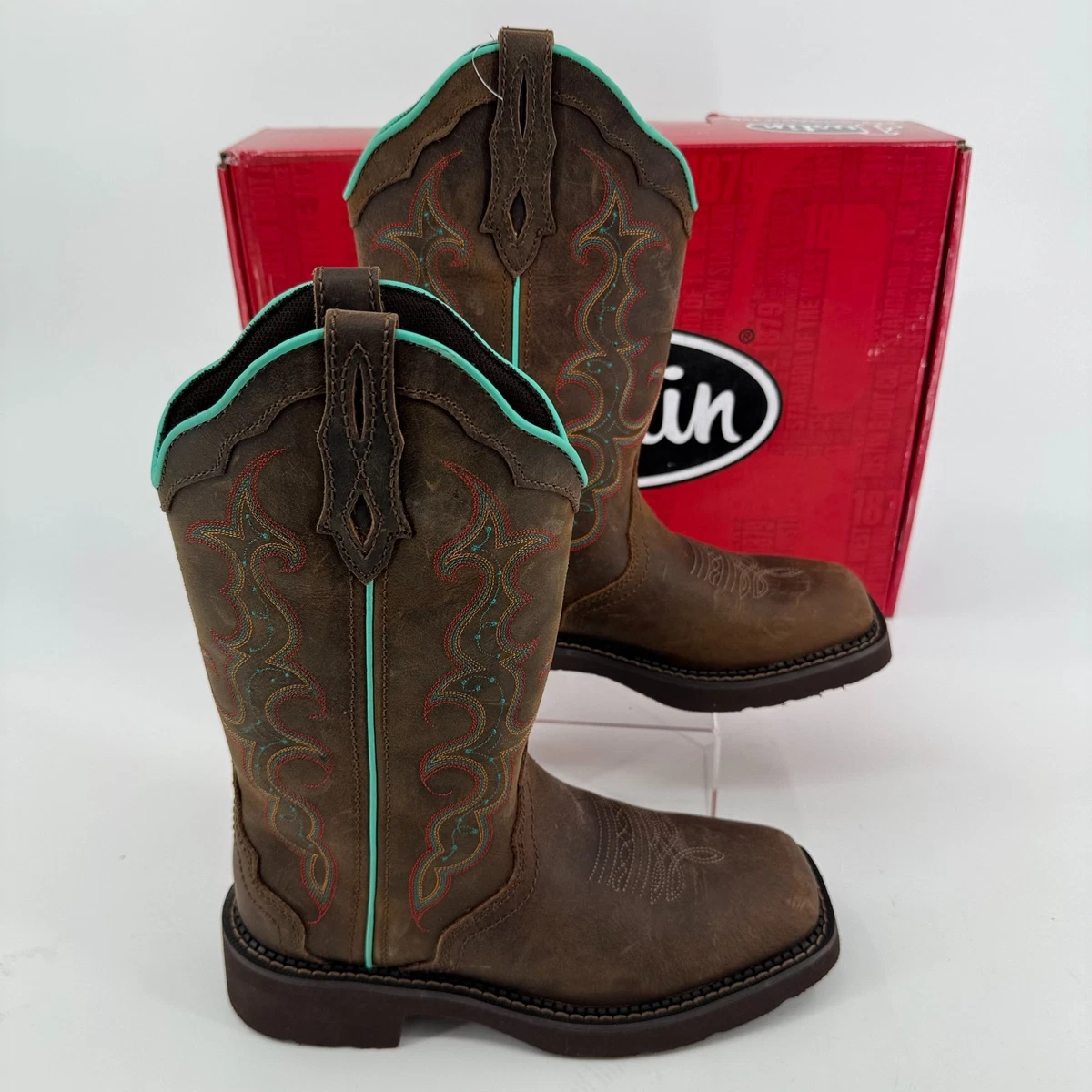 Brown Solid Justin Boots for Women for sale | eBay display picture 2