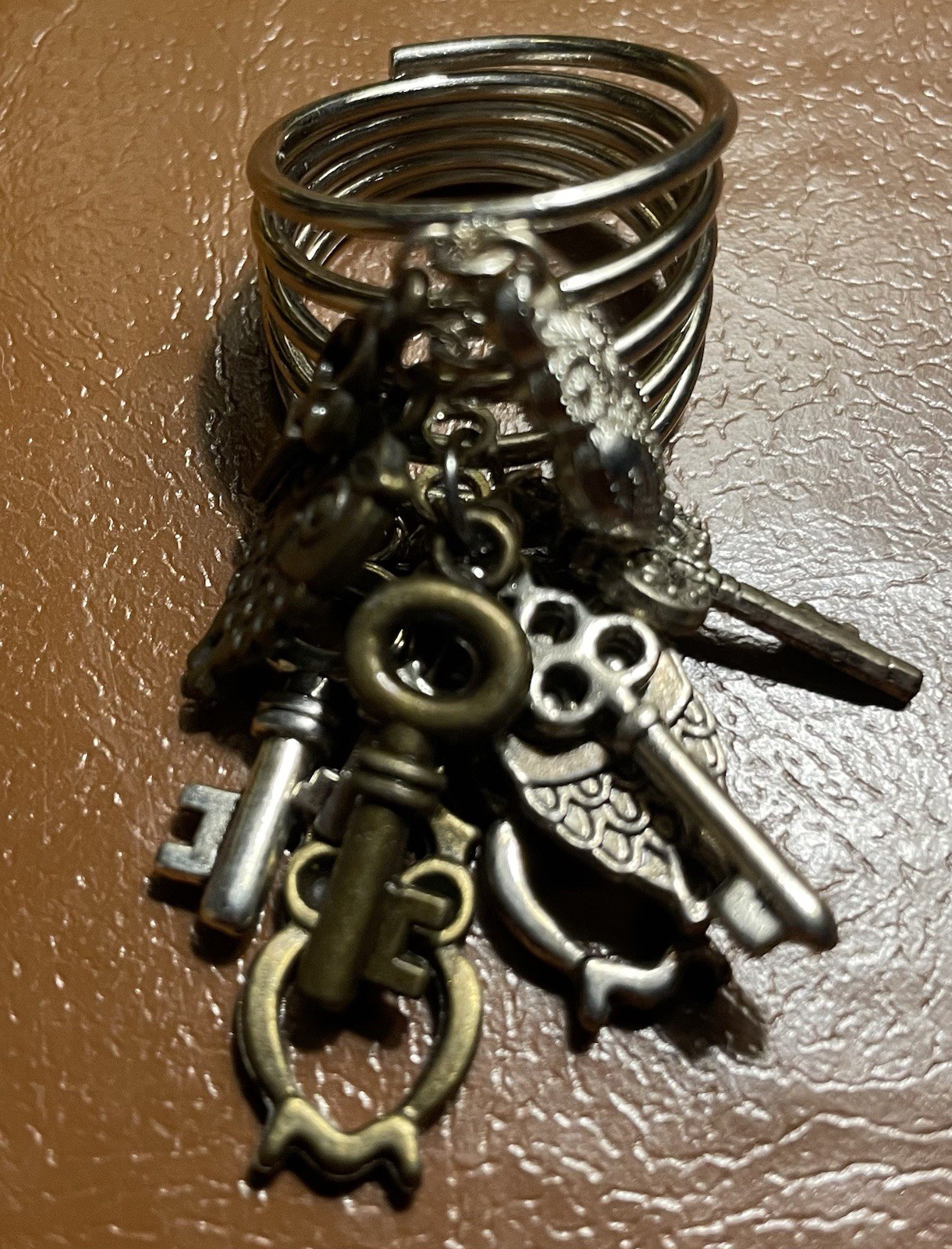 Mixed Owls And Keys Dangle Ring. - image 1