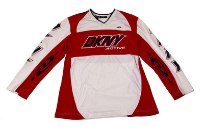 Vintage 90's DKNY Active Logo Graphic Motorcross Long Sleeve Tee Shirt Medium