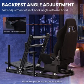 Minneer  Racing Simulator Cockpit 4080 Aluminum With Black Seat Fit Thrustmaster