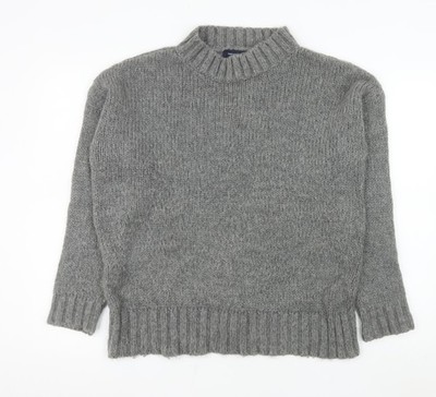 French Connection Grobstrickpullover Damen grau Stehkragen Größe S