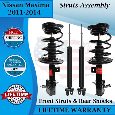 Monroe OEM Front Struts & Rear Shocks For 2011-2014 Nissan Maxima 3.5L SV