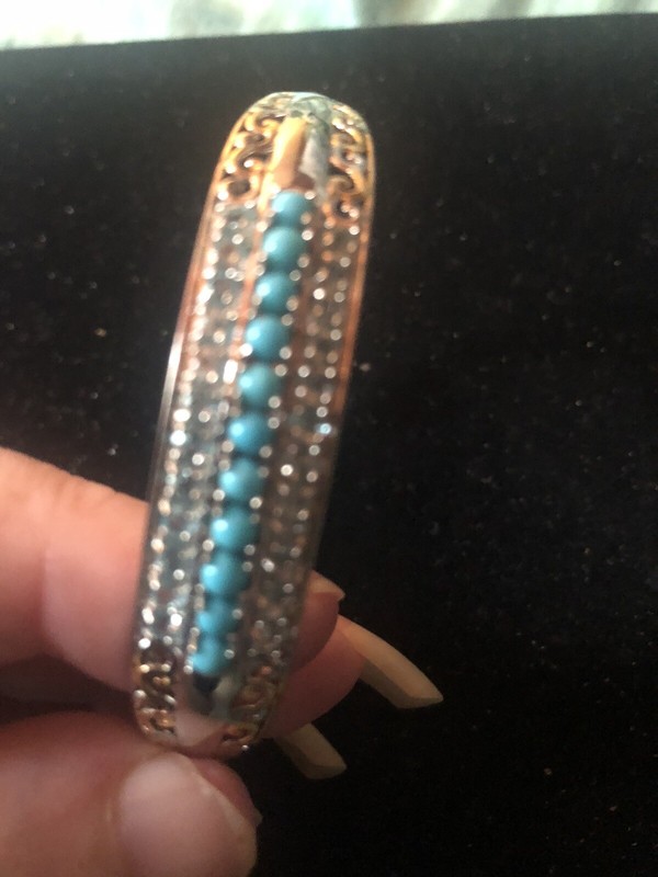 Karis Sleeping Beauty Turquoise Malgache Neon Apatite Bangle Bracelet 
