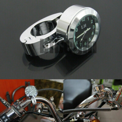 1'' 7/8'' Motorraduhr Uhr Uhren Für Motorrad Fahrrad Lenkeruhr Wasserdicht Chrom