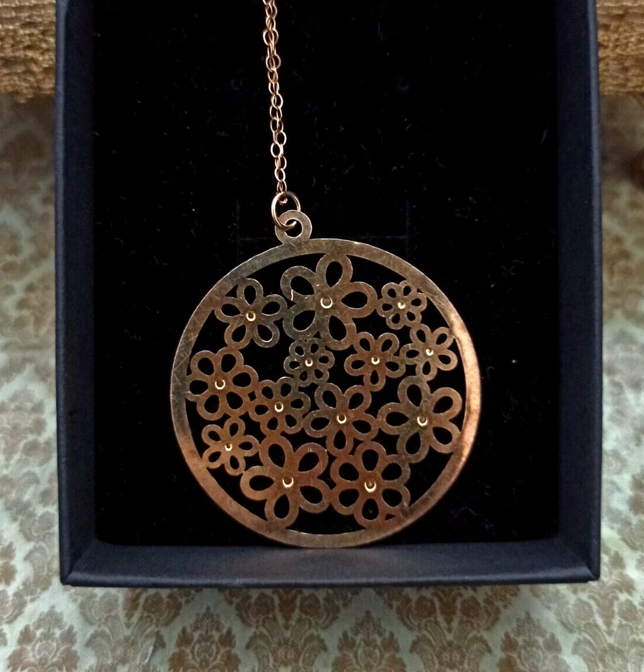 Collar 14KGF Colgante Floral Modernista Grande Delicado Art Deco Declaración Regalo Foto 4 de 4