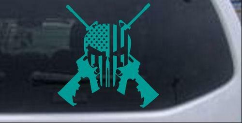 Punisher bandera americana cruzada AR15 armas coche camión ventana portátil calcomanía - Imagen 11 de 32