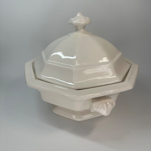 Vintage achteckige Suppe Tureen oder überzogenes Serviergeschirr in cremefarben USA Camark 128 - Bild 10 von 14