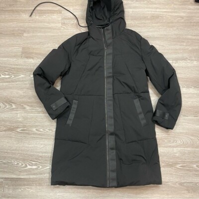 No1Dara Black Minimalist Long Down Puff Coat