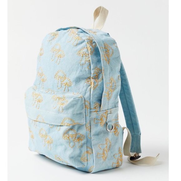 Urban Outfitters Embroidered Mushroom Backpack Light Blue 