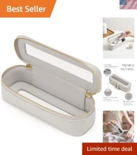 Saffiano Leather Clear Makeup Organizer - Portable Waterproof Travel Case