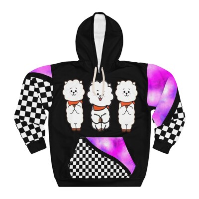 Pink Black Checkered Pullover Hoodie B T S Kpop Idol Bangtan Korea Music Group 