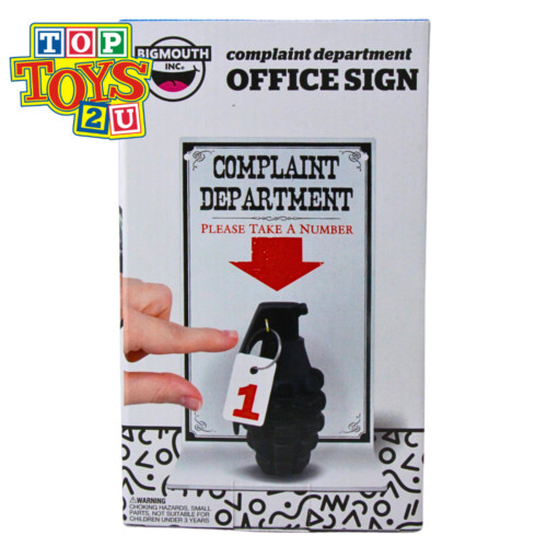 Complaint Department Novelty Sign | Replica Grenade With Pull Ring, Number Tab - Afbeelding 1 van 5