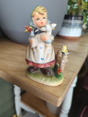 Royal Crown Germany Figurine Girl Holding Sheep