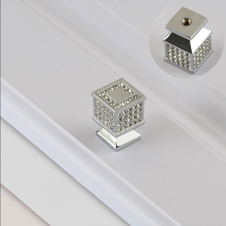 4 Pcs Crystal Knobs Stylish Shiny Drawer Pulls with Screws for