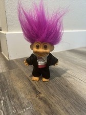 1992 GROOM WEDDING 5" RUSS GOOD LUCK TROLL DOLL IN TUXEDO Purple Hair