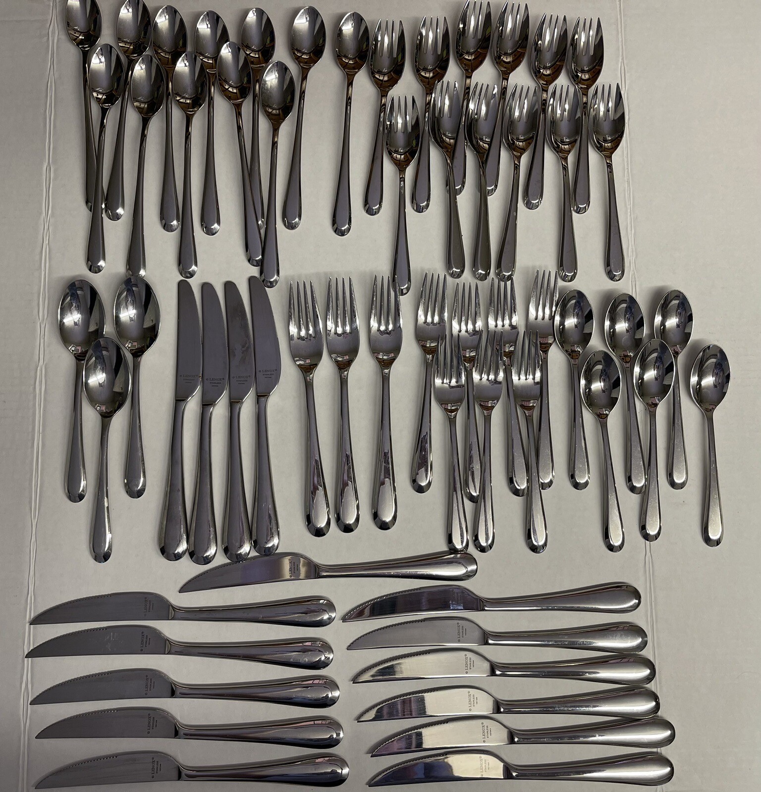 Lenox ARCHWAY Stainless 18/10 Glossy Flatware 58 Replacement Pieces eBay
