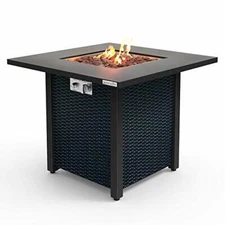 SereneLife SLFPS3 Propane Gas Fire Pit Table - 28 inches 40,000 BTU Square