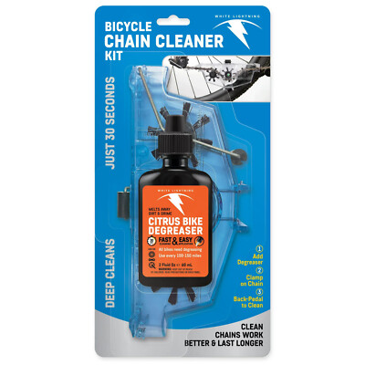 White Lightning BICYCLE CHAIN CLEANER KIT DEEP CLEANS Bike Care Degreaser 