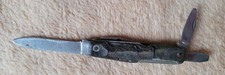 ANCIEN COUTEAU  MULTIFONCTION, CORNE OU OS, A HUILER ET RESTAURER 9X2CM