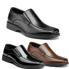 Men's Square Toe Dress Loafers Slip-on Formal Shoes Wide Size for Business Work