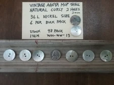  6 Agoya Mop Shell Button 36L 22mm 7/8" 2 hole non flat RInbow reversible