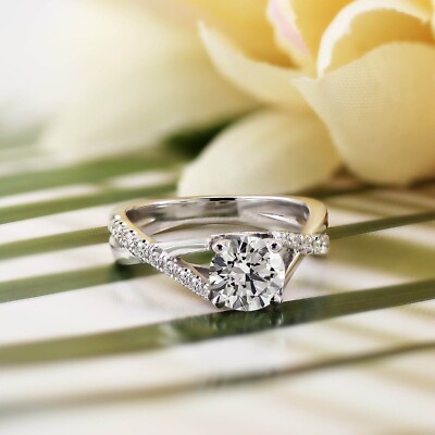 Solitaire 2Ct Round Cut Simulated Diamond Engagement Ring 14K White Gold Plated