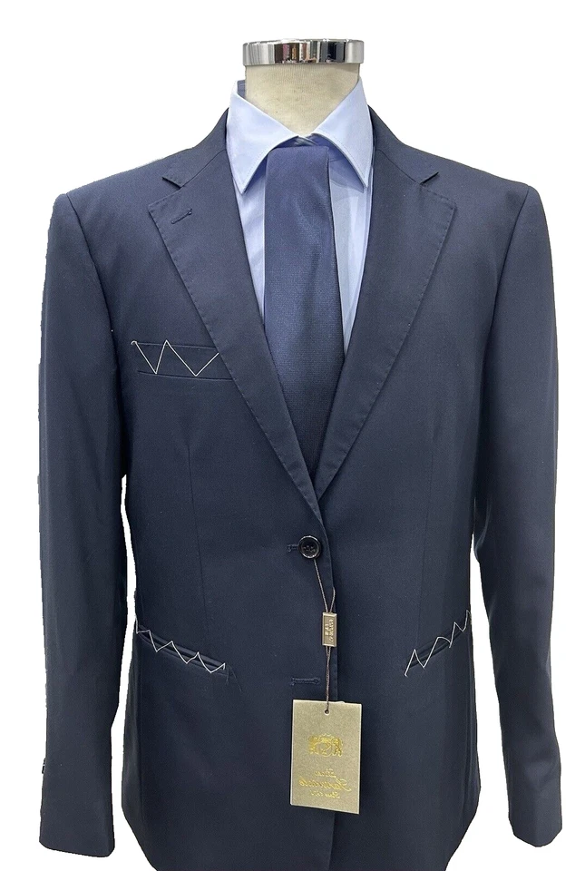 ABITO UOMO SARTORIALE MADE IN ITALY BLU LANA TASMANIA  46 48 50 52 54 56 58 60 - Image 4 of 4