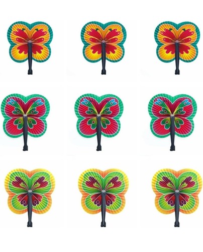 12 Pcs Butterfly Decorations Shaped Handheld Accordion Folding Paper Fans for...