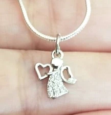 Sterling Silver Angel Necklace Guardian Angel First Communion Religious Jewelry