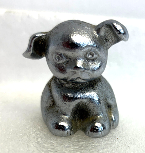 VTG Cast Iron BUCKI Carbons Ribbons Advertising PUPPY Dog Paperweight