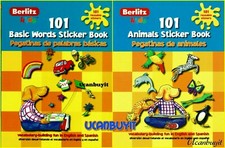 2 Book Lot BASIC WORDS  ANIMALS Bilingual English/Spanish Workbooks Ages 3  Up