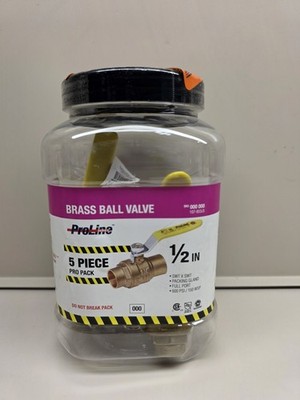 (1) NEW, Sealed ProLine 1/2'' Brass SWT Full Port Ball Valve, 5-pack, 107-853J5