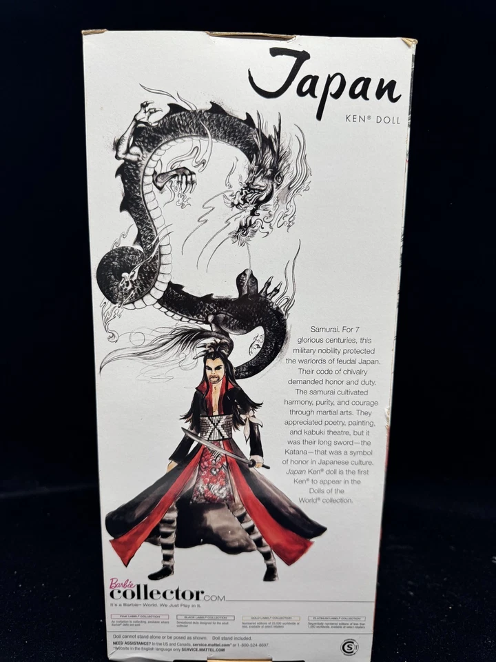 Mattel Japón Samurai Ken Muñecas del Mundo Barbie Coleccionista 2010 Etiqueta Rosa Foto 3 de 3