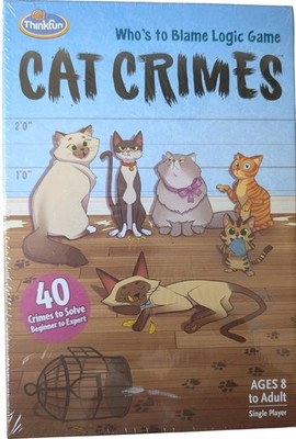 Cat Crimes Card Game: ThinkFun & Creative Play Includes Game Pieces & Board NIB