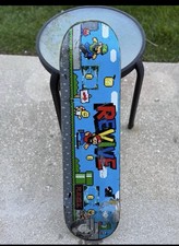 Revive Super Mario Pixel Art Nintendo Blue Skateboard Deck w/ Grip Tape