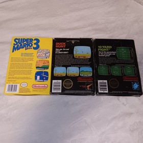 3 NES Game Boxes LOT = MATTE STICKER DUCK HUNT SUPER MARIO 3 GLOSS 10-YARD FIGHT
