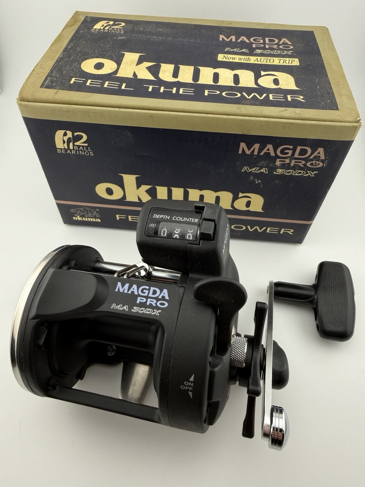 Okuma Magda Pro 30DX W/ Depth Counter Trolling Fishing Reel.
