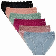 Multicolor Lace Floral Brief Panties Women's 12 Pack Regular Stretch Size Xl