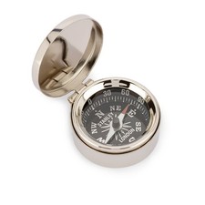 Maritim Kleiner Kompass 3,5cm mit Deckel aus Messing vernickelt Taschenkompass