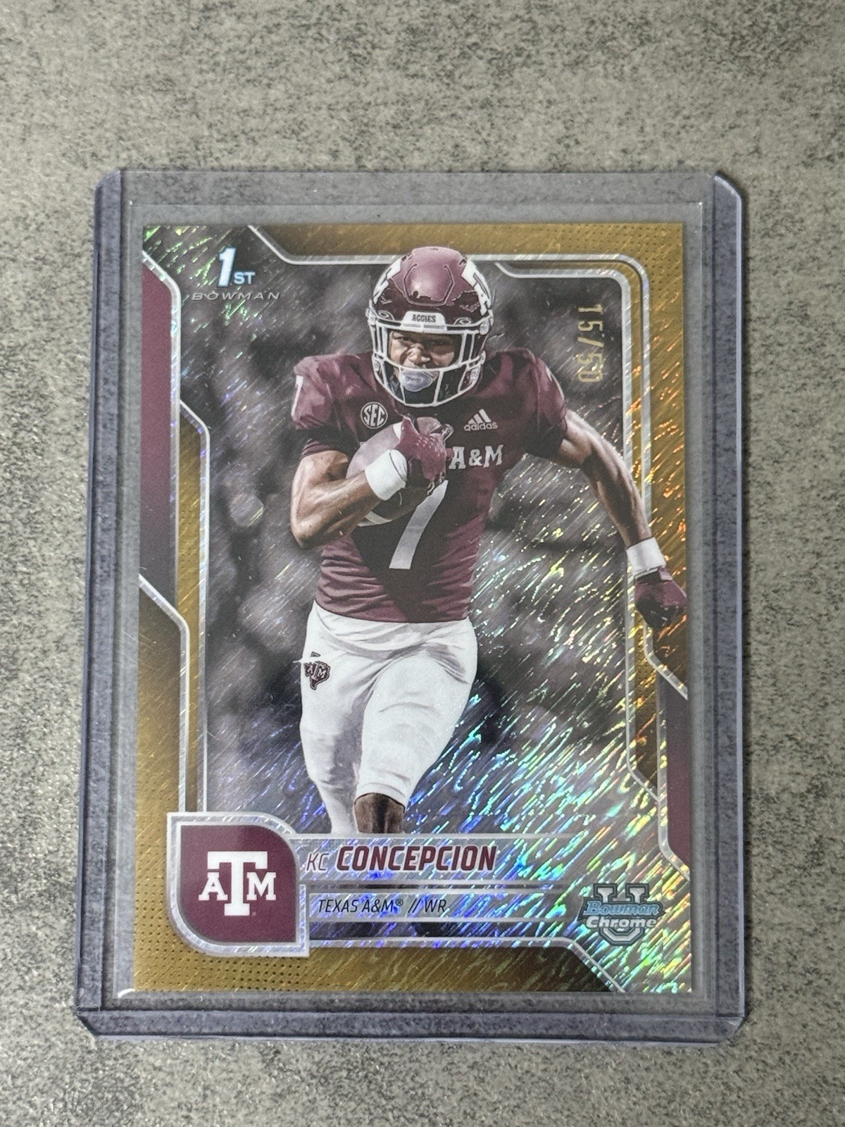 2025 Bowman Chrome University Gold Shimmer #91 KC Concepcion 1st ROOKIE 15/50💥