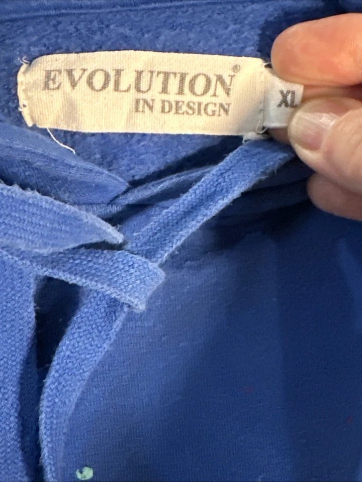 Evolution in Design Men’s XL Hoodie SELF MADE Blue Multicolor Graphic Design - Image 4 of 4