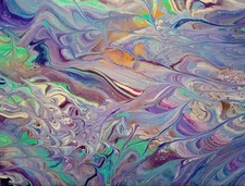 Original Art Pour Abstract Canvas 11x14 ,1 in edge wrapped, Blue, Purples