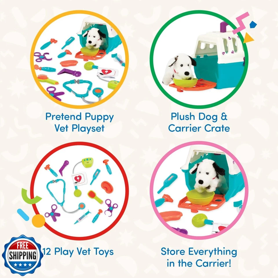 Battat - Juego de juguetes veterinarios con cachorro dálmata de peluche y portador - Completo Foto 3 de 4