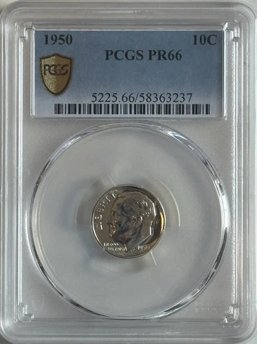 Photo of a 1950-P Roosevelt Dime Proof from an eBay listing that sold on Jul 13, 2026
