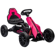 Aosom Kids Pedal Go Kart Adjustable Seat Handbrake For Ages 3-8 Pink