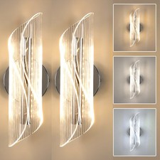 2X Modern LED Wall Lamp 3 Colors Light Silver Wall Sconces Living Room Hallway