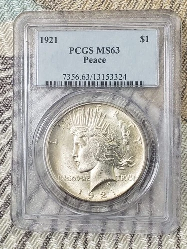 1921 PEACE SILVER DOLLAR IN PCGS MS63