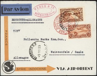 LEBANON 1933. Air Cover 125 C45 Beirut Weissenfels Germany
