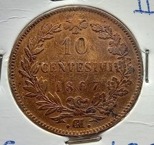 10 Centesimi 1867 Napoli VITTORIO EMANUELE II moneta Ottimo Stato Conservativo